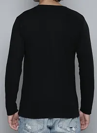 Reliable Black Cotton Blend Printed Round Neck Tees For Men-thumb1