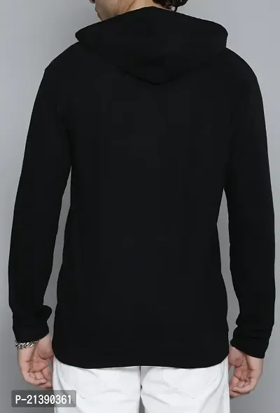 Reliable Black Cotton Blend Printed Hooded Tees For Men-thumb2