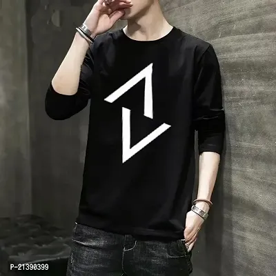 Reliable Black Cotton Blend Printed Round Neck Tees For Men