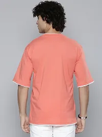 Reliable Orange Cotton Blend Solid Round Neck Tees For Men-thumb2