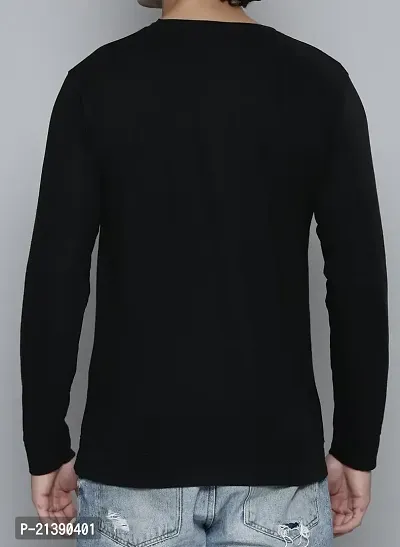 Reliable Black Cotton Blend Printed Round Neck Tees For Men-thumb2