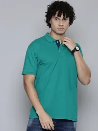Stylish Green Cotton Blend Solid Tees For Men-thumb1