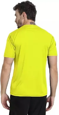 Reliable Yellow Polyester Solid Round Neck Tees For Men-thumb1