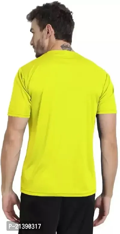 Reliable Yellow Polyester Solid Round Neck Tees For Men-thumb2