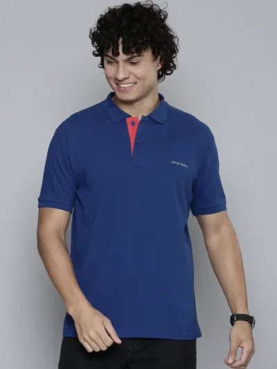 Mens Cotton Blend Solid Polos