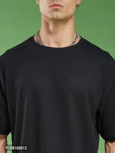 Reliable Black Cotton Blend Printed Round Neck OverSized T-Shirt For Men-thumb4