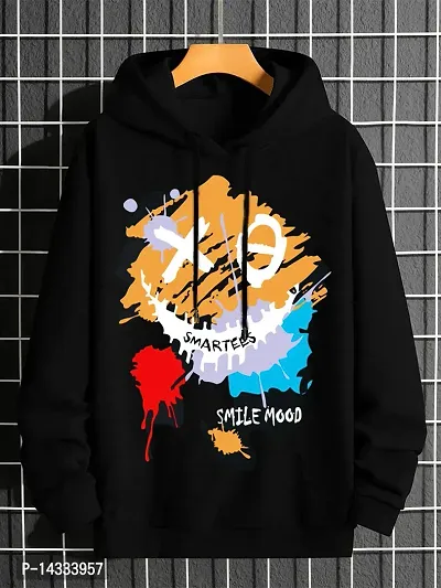 Reliable Black Cotton Blend Printed Hooded Tees For Men