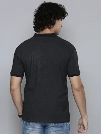 Stylish Grey Cotton Blend Solid Tees For Men-thumb2