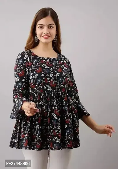 Stylish Multicoloured Cotton Printed Tunic For Women-thumb0