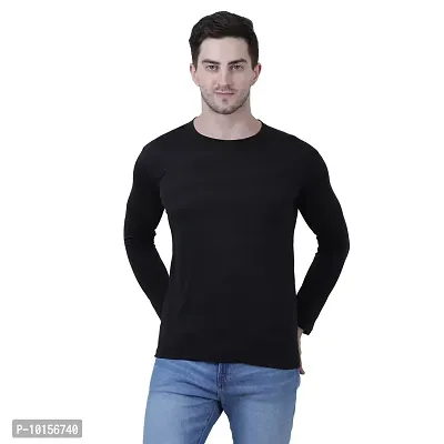 Reliable Black Polyester Solid Round Neck Tees For Men-thumb0