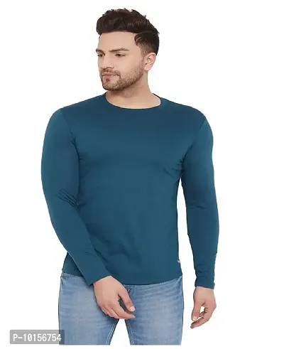 Reliable Blue Polyester Solid Round Neck Tees For Men-thumb0
