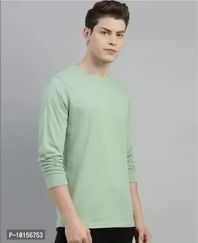 Reliable Green Polyester Solid Round Neck Tees For Men-thumb2