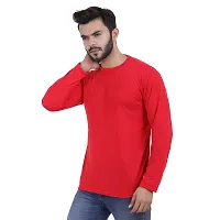 Reliable Red Polyester Solid Round Neck Tees For Men-thumb4