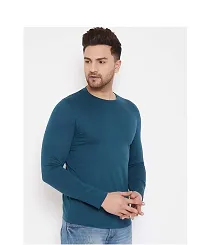 Reliable Blue Polyester Solid Round Neck Tees For Men-thumb1