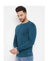 Reliable Blue Polyester Solid Round Neck Tees For Men-thumb3