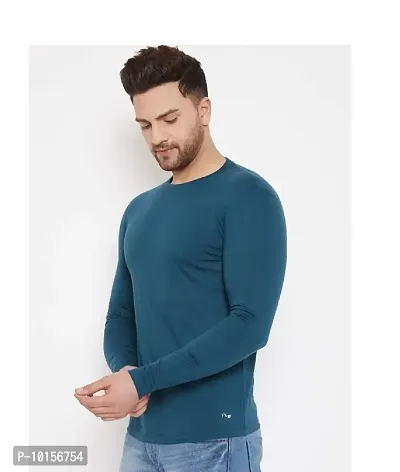 Reliable Blue Polyester Solid Round Neck Tees For Men-thumb4