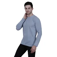 Reliable Grey Polyester Solid Round Neck Tees For Men-thumb4