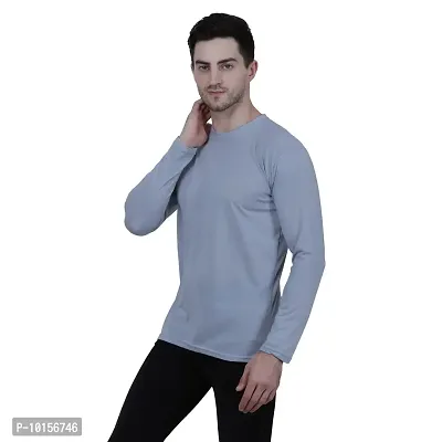 Reliable Grey Polyester Solid Round Neck Tees For Men-thumb5