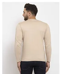 Reliable Beige Polyester Solid Round Neck Tees For Men-thumb1