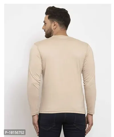 Reliable Beige Polyester Solid Round Neck Tees For Men-thumb2