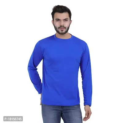 Reliable Blue Polyester Solid Round Neck Tees For Men-thumb0