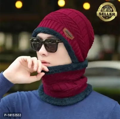 Stylish Unisex Beanie Cap Scarf And Wollen Gloves-thumb2