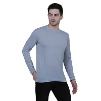 Reliable Grey Polyester Solid Round Neck Tees For Men-thumb2
