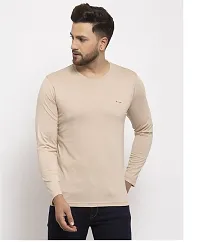 Reliable Beige Polyester Solid Round Neck Tees For Men-thumb2