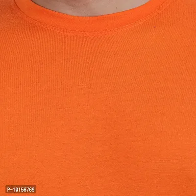 Reliable Orange Polyester Solid Round Neck Tees For Men-thumb4