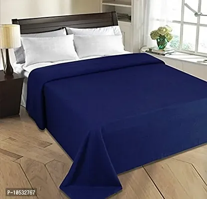 Comfortable Blue Cotton Solid Blankets-thumb0