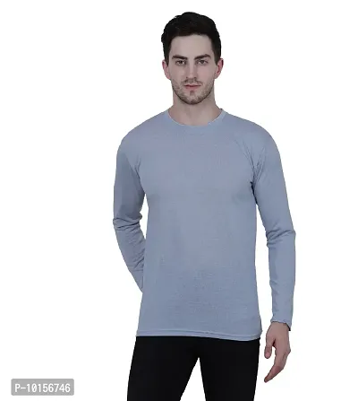 Reliable Grey Polyester Solid Round Neck Tees For Men-thumb0