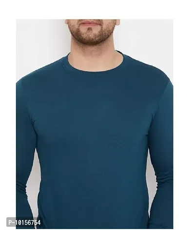 Reliable Blue Polyester Solid Round Neck Tees For Men-thumb5