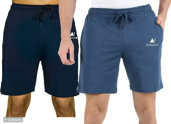 Diwazzo Pack of 2 Solid Men's Multicolour Sports Shorts.AIRFORCEBLUE NAVYBLUE L