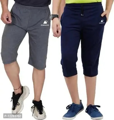 Diwazzo Solid Men Three Fourths Shorts. ANTRA-NAVY-PCK2-M