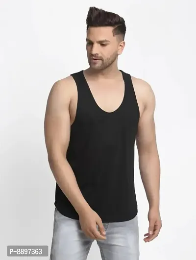 Classic Cotton Solid Gym Vests for Men-thumb0