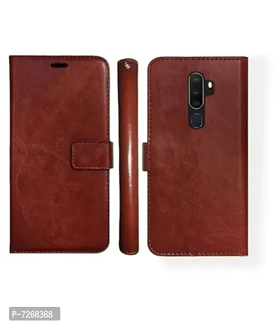 OPPO A5 2020 FLIP COVER BROWN-thumb0