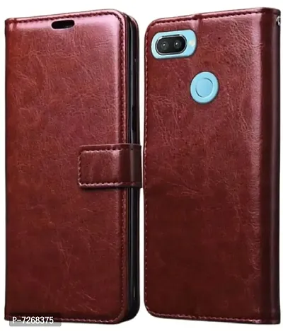 OPPO A7 FLIP COVER BROWN-thumb0