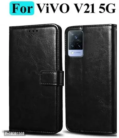 Gunvar Premium Leather Flip Cover Vivo V21/V21 2021