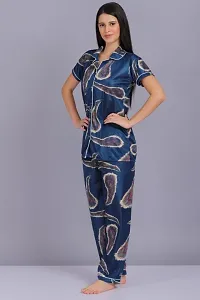 Womens More Pankh Printed Night Suit ( Navy blue)-thumb1