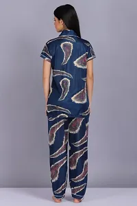 Womens More Pankh Printed Night Suit ( Navy blue)-thumb2