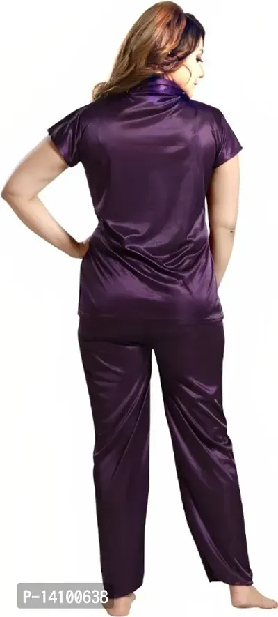 PN Brothers Satin night suit for women ( Purple-thumb4
