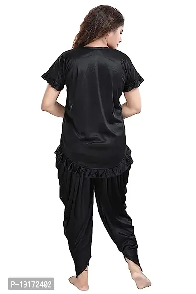 Women dhoti top nightsuit ( Black)-thumb2