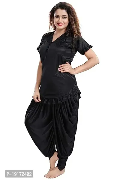 Women dhoti top nightsuit ( Black)-thumb3