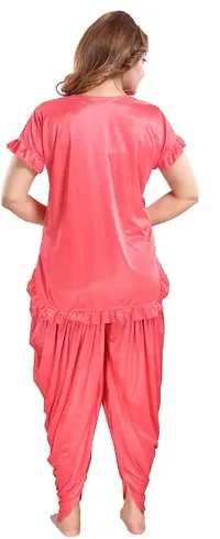 Satin Fancy solid Dhoti top Night suit ( peach)-thumb1