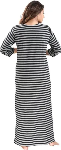 Classic Wool Striped Winter Nighty for Women-thumb2