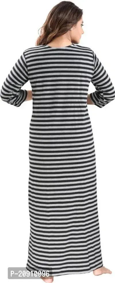 Classic Wool Striped Winter Nighty for Women-thumb3