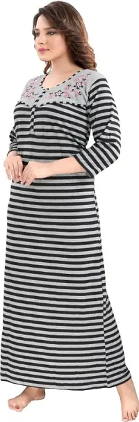 Classic Wool Striped Winter Nighty for Women-thumb3