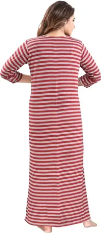 Classic Wool Striped Winter Nighty for Women-thumb2