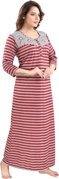 Classic Wool Striped Winter Nighty for Women-thumb3