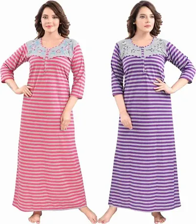 Pack Of 2 Winter Woolen Nighty For Women